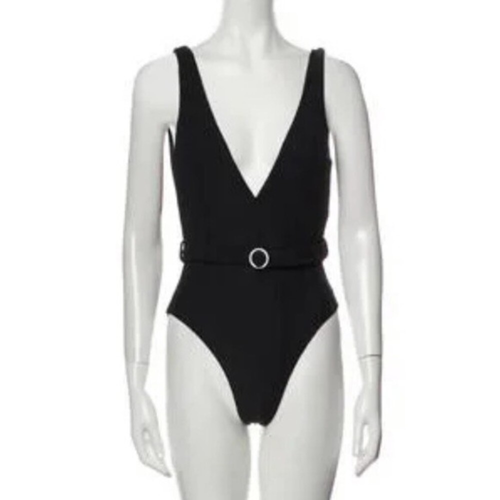 NEW Onia We Wore What One-Piece Black Swim Bathing Belted Silver Vacation w/ Tag
